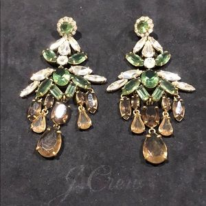 Emerald and crystal earrings
